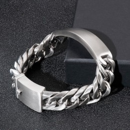 シックなゴシックロックスタイルのサンドフェイスベントブランドメンズチタンブレスレット