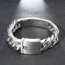シックなゴシックロックスタイルのサンドフェイスベントブランドメンズチタンブレスレット