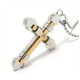 メンズ純チタンクロスネックレスペンダントチェーン（新品）