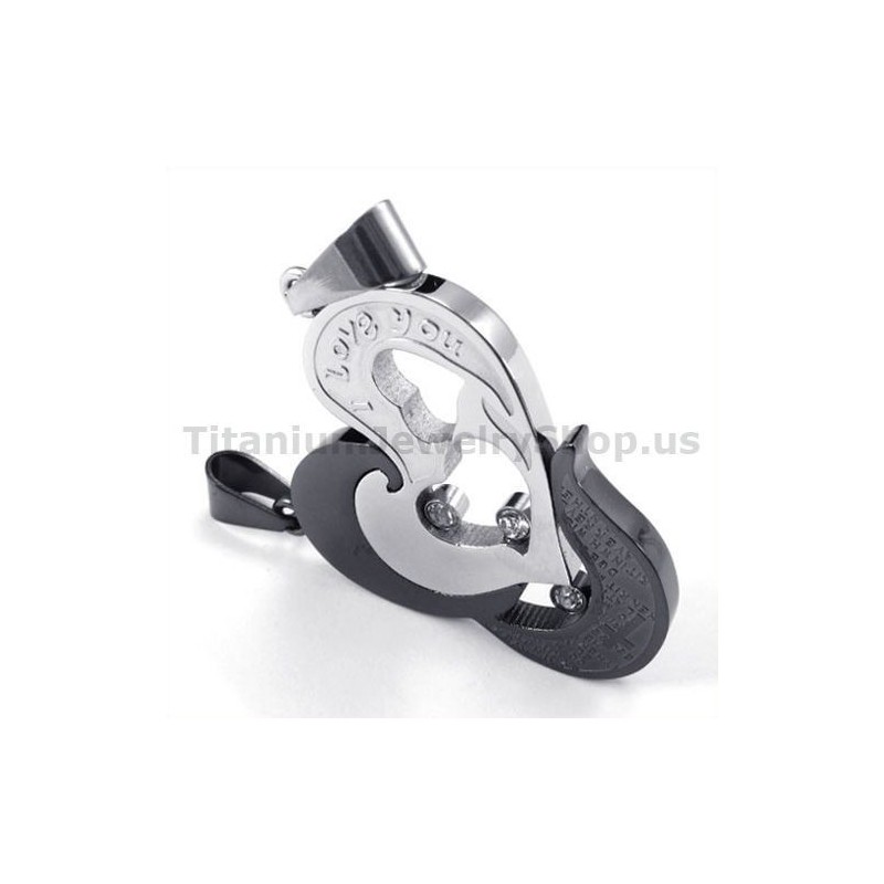 ダイヤモンドフリーチェーン付きスイートハート＆クロス ブラックチタン ラバーペンダント