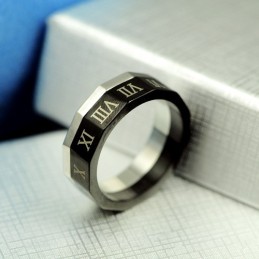 上質なローマ数字のチタン製メンズリング