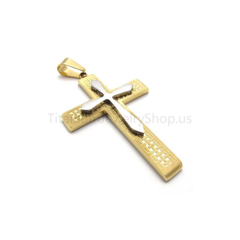新しい2層ゴールデンクロスチタンペンダント 新しい2層ゴールデンクロスチタンペンダント