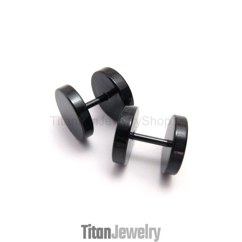ブラックチタンバーベルイヤリング