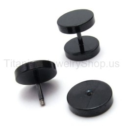 ブラックチタンバーベルイヤリング