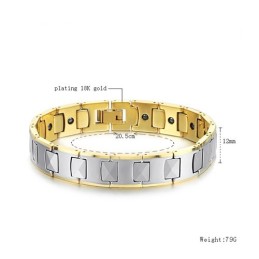 タングステン高光沢磁気エネルギー健康ブレスレットプランティング18KゴールドC940