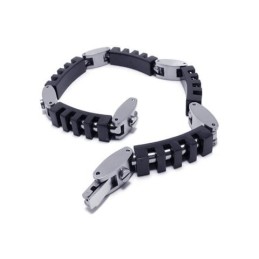 メンズボーイズブラックシルバー純チタンチャームブレスレット