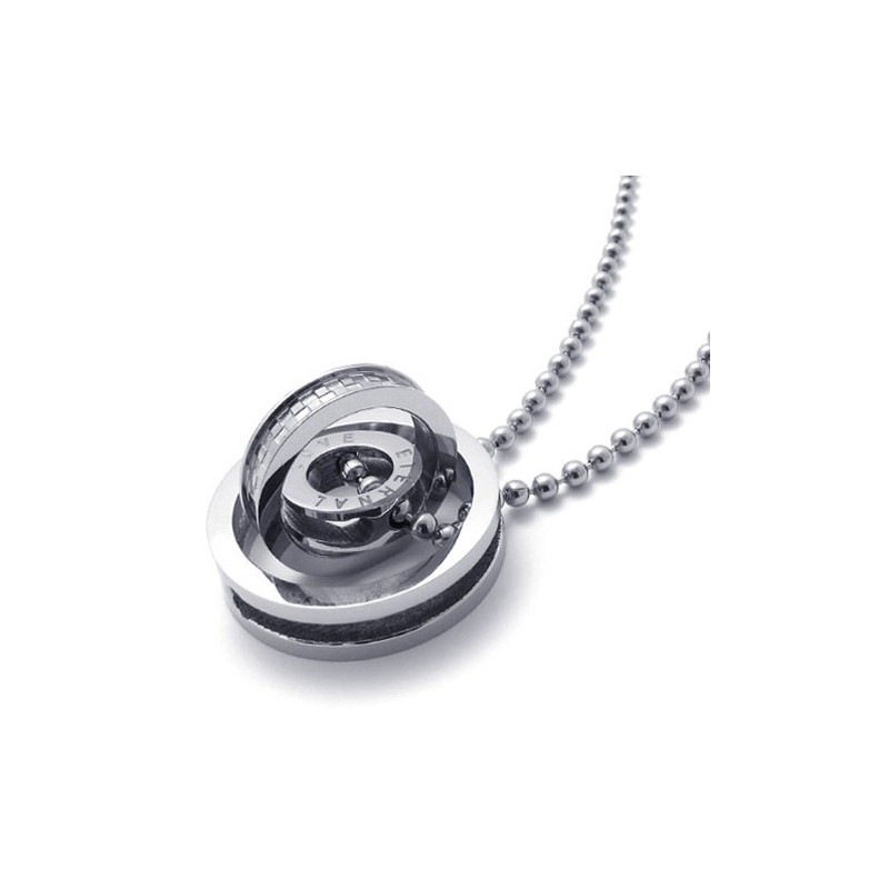 シルバーアクセントのマルチリングラバーズチタンペンダント シルバーアクセントのマルチリングラバーズチタンペンダント