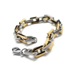 メンズボーイズゴールデンシルバー純チタンチャームブレスレット