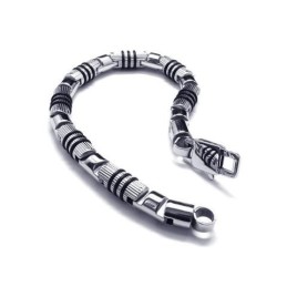 メンズ シルバー ブラック 316L 純チタン ブレスレット バングル
