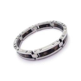 メンズ ブラック 純チタン ラバーチャーム ブレスレット バングル