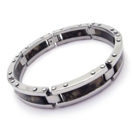 メンズ ブラック 純チタン ラバーチャーム ブレスレット バングル