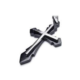 メンズ ブラック 純チタン ペンダント クロス ネックレス (新品)
