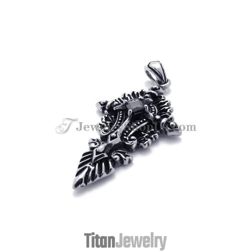 ブラックジルコン付きファッションチタンペンダント