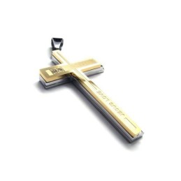 ゴールド＆シルバー純チタンクロスネックレスペンダント