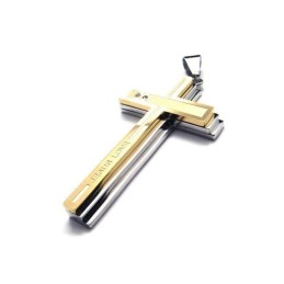 ゴールド＆シルバー純チタンクロスネックレスペンダント
