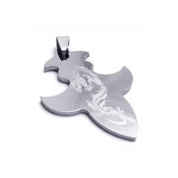 メンズ タングステン鋼 クロスドラゴンペンダントネックレス（新品）