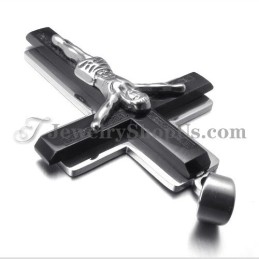 ファッションなブラックチタン製イエスの十字架ペンダント