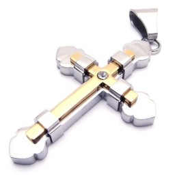 メンズ ゴールデン純チタンクロスネックレスペンダント（新品）