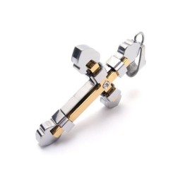 メンズ ゴールデン純チタンクロスネックレスペンダント（新品）