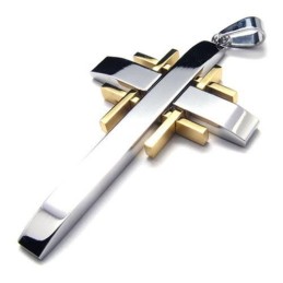 メンズ純チタンクロスネックレスペンダントチェーン（新品）