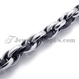 エレガントなブラックとシルバーのチタンネックレス