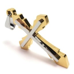 メンズ ゴールデン純チタンクロスペンダントネックレス（新品）