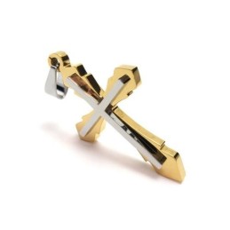 メンズ ゴールデン純チタンクロスペンダントネックレス（新品）