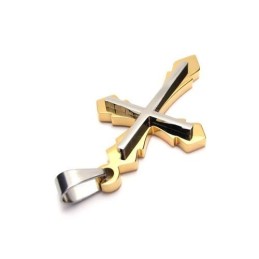 メンズ ゴールデン純チタンクロスペンダントネックレス（新品）