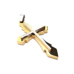 メンズ ゴールデン純チタンクロスペンダントネックレス（新品）
