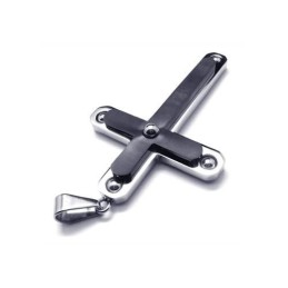 メンズ ブラック 純チタン クロスペンダントネックレスチェーン