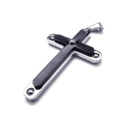 メンズ ブラック 純チタン クロスペンダントネックレスチェーン