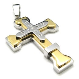 メンズ ゴールデン純チタンクロスペンダントネックレス（新品）