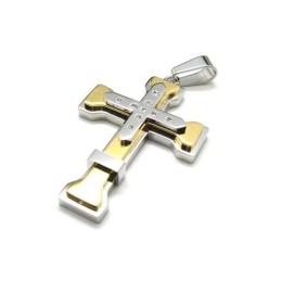 メンズ ゴールデン純チタンクロスペンダントネックレス（新品）
