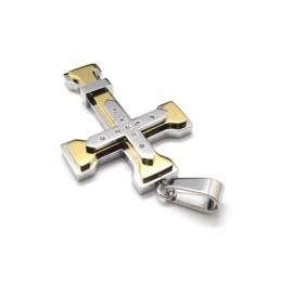 メンズ ゴールデン純チタンクロスペンダントネックレス（新品）