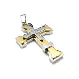 メンズ ゴールデン純チタンクロスペンダントネックレス（新品）