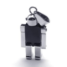 メンズ ブラック シルバー ロボット 純チタン ペンダントネックレス