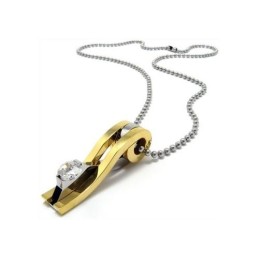 メンズ ゴールド 純チタン ペンダントネックレスチェーン（新品）